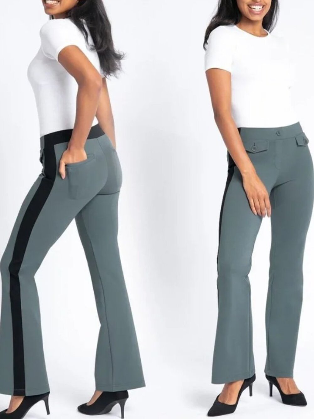 New Betabrand Kensington Pebble Bootcut Dress Pant Yoga Pants Large Short Petite